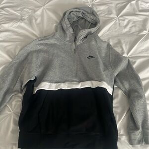 Nike Grey & Black Quarter-zip Hoodie